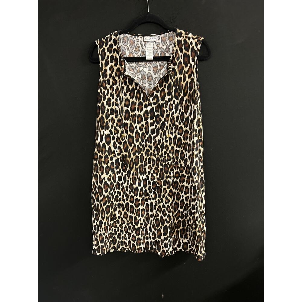 Tommy Bahama Woman’s Size L Cheetah Animal Print Sleeveless Dress V-Neck Spandex